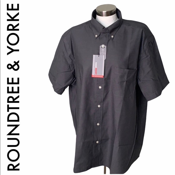 Roundtree & Yorke Other - ROUNDTREE & YORKE NWT MEN’S BLACK GRAY SHORT SLEEVE BUTTON SIZE XL